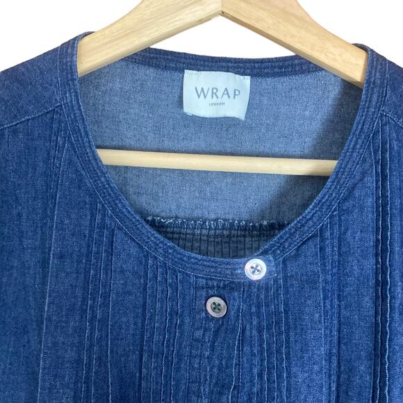 WRAP London Broderie Linen and Cotton Indigo Boho Dress Size 6 - Picture 6 of 10